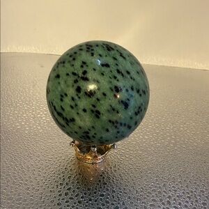 Green and Black Ruby Zoisite Speckled Stone Sphere Decorative Crystal Ball